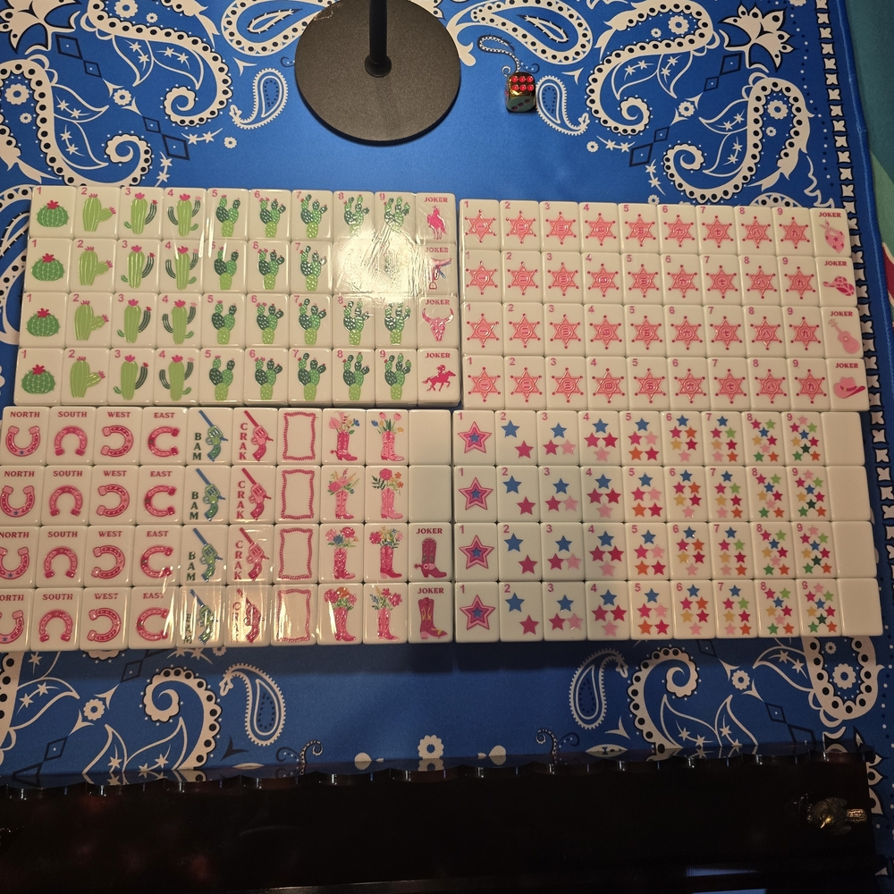 Southwest Pink Cowboy Hat n Boots Mahjong Tiles - Picture 5 of 8